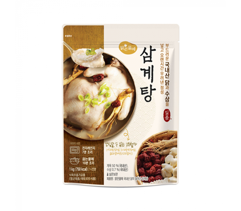 맑은물에 국내산 닭이 들어간 삼계탕 1kg