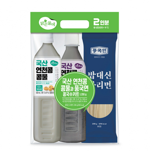 맑은물에 국산 연천콩 콩물과 풍국면 콩국수키트 1200g