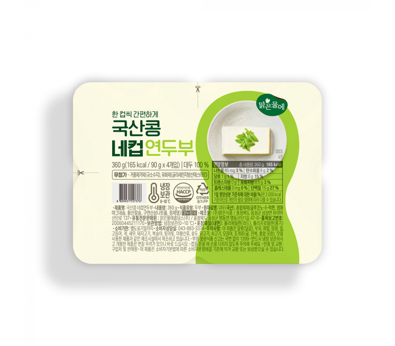 맑은물에 국산콩 네컵연두부 360g