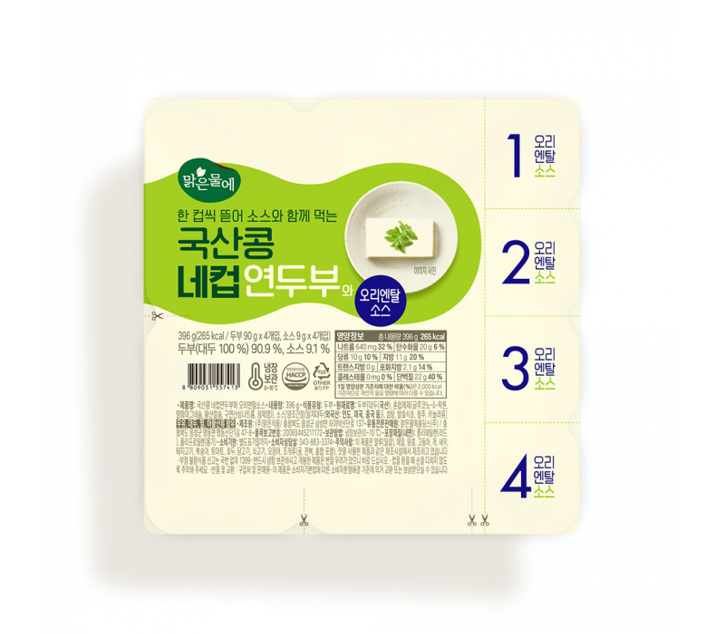맑은물에 국산콩 네컵연두부 오리엔탈 396g